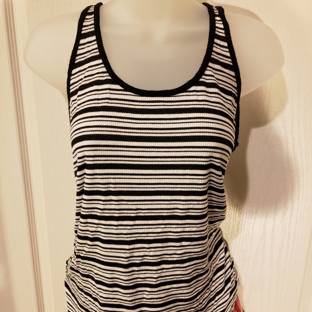 Black and white striped tank